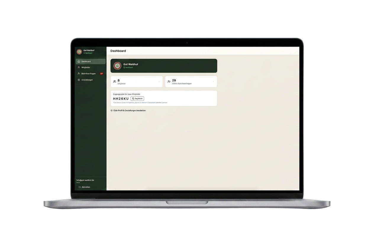 SPL Club-Dashboard auf einem Laptop