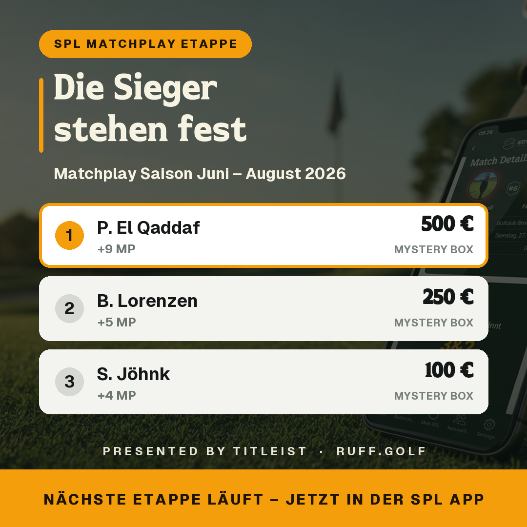 SPL Matchplay Saison Juni bis August 2026 – die Sieger P. El Qaddaf, B. Lorenzen und S. Jöhnk